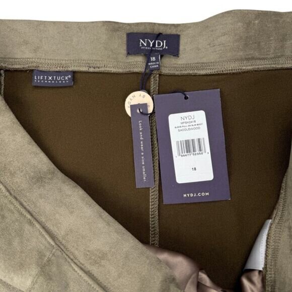 NWT NYDJ Suede Pull On Slim Bootcut Pant Sz 18 Saddlewood - Picture 4 of 6